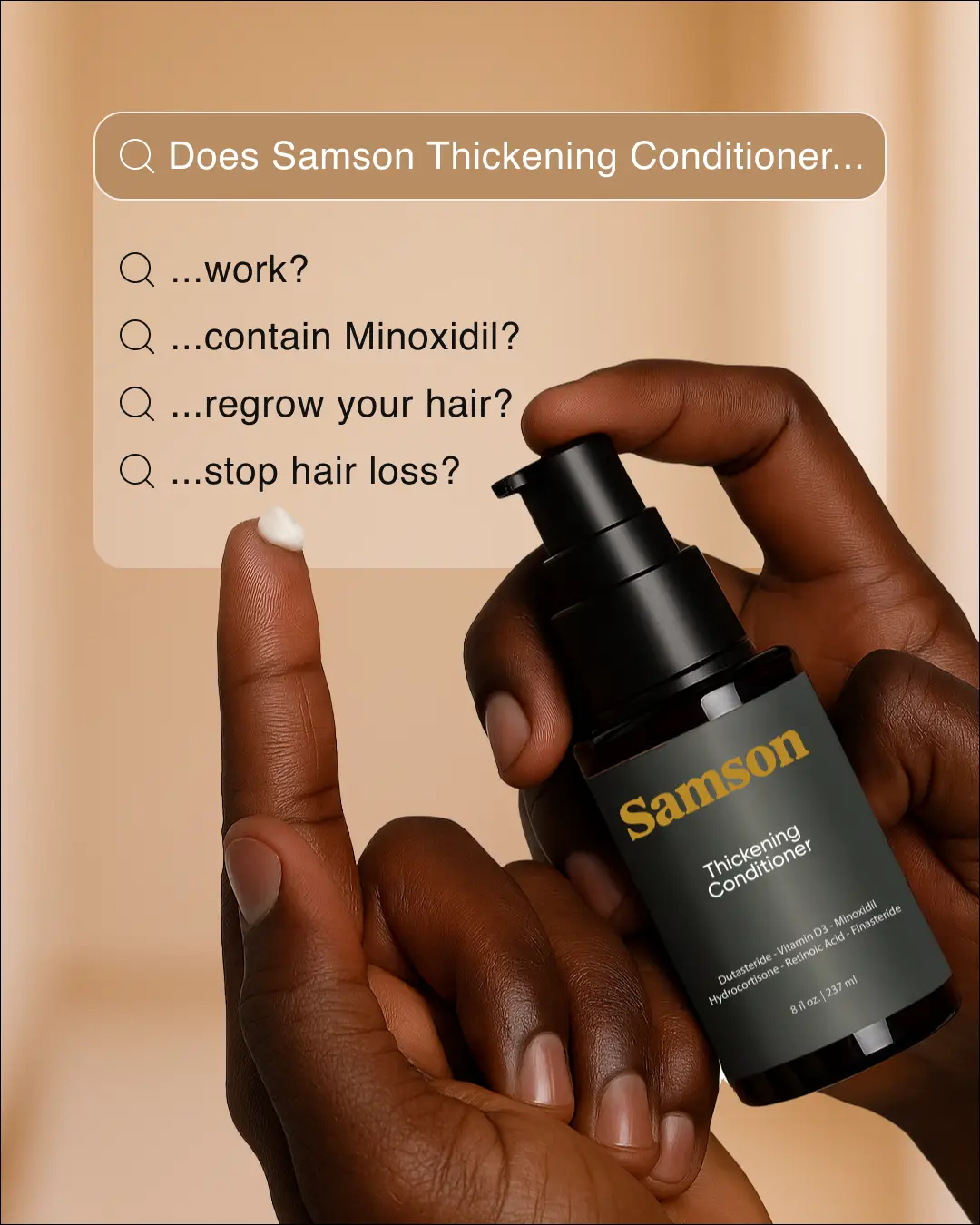 Samson search intent ad with conditioner questions