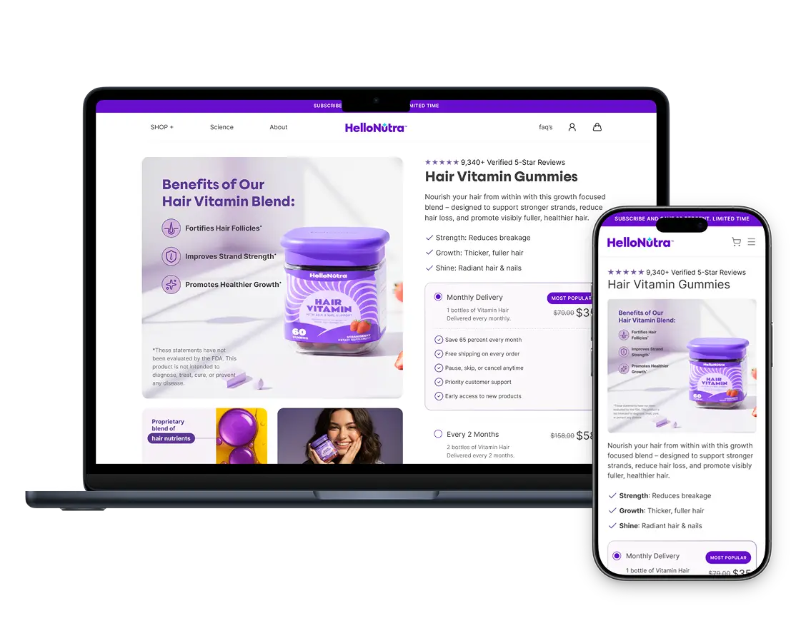 HelloNutra product page UX case study