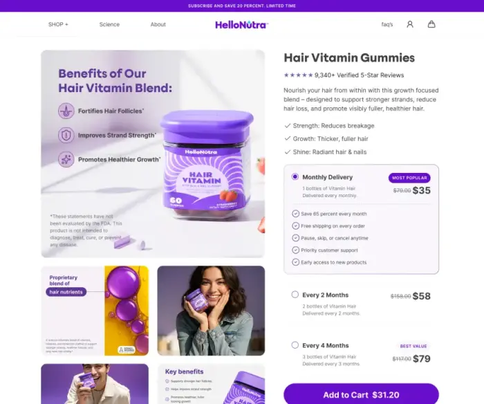HelloNutra product page UX case study
