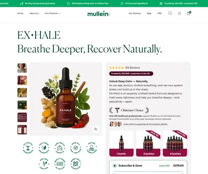 Mullein supplement ecommerce UX case study