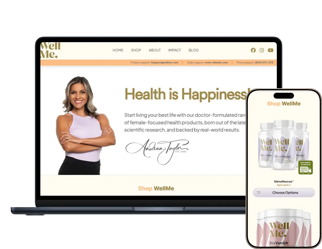 WellMe homepage screenshot