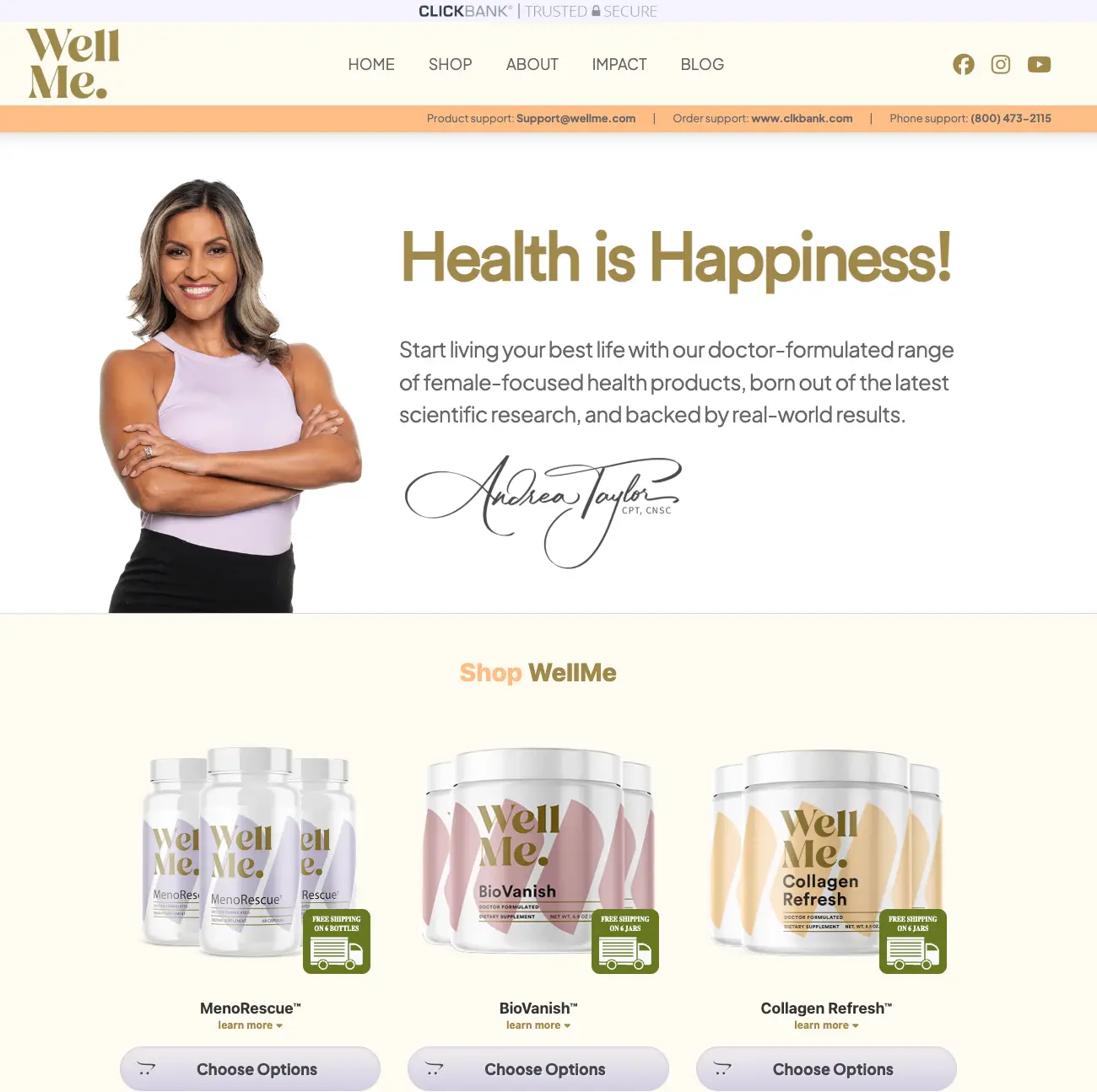 WellMe homepage screenshot