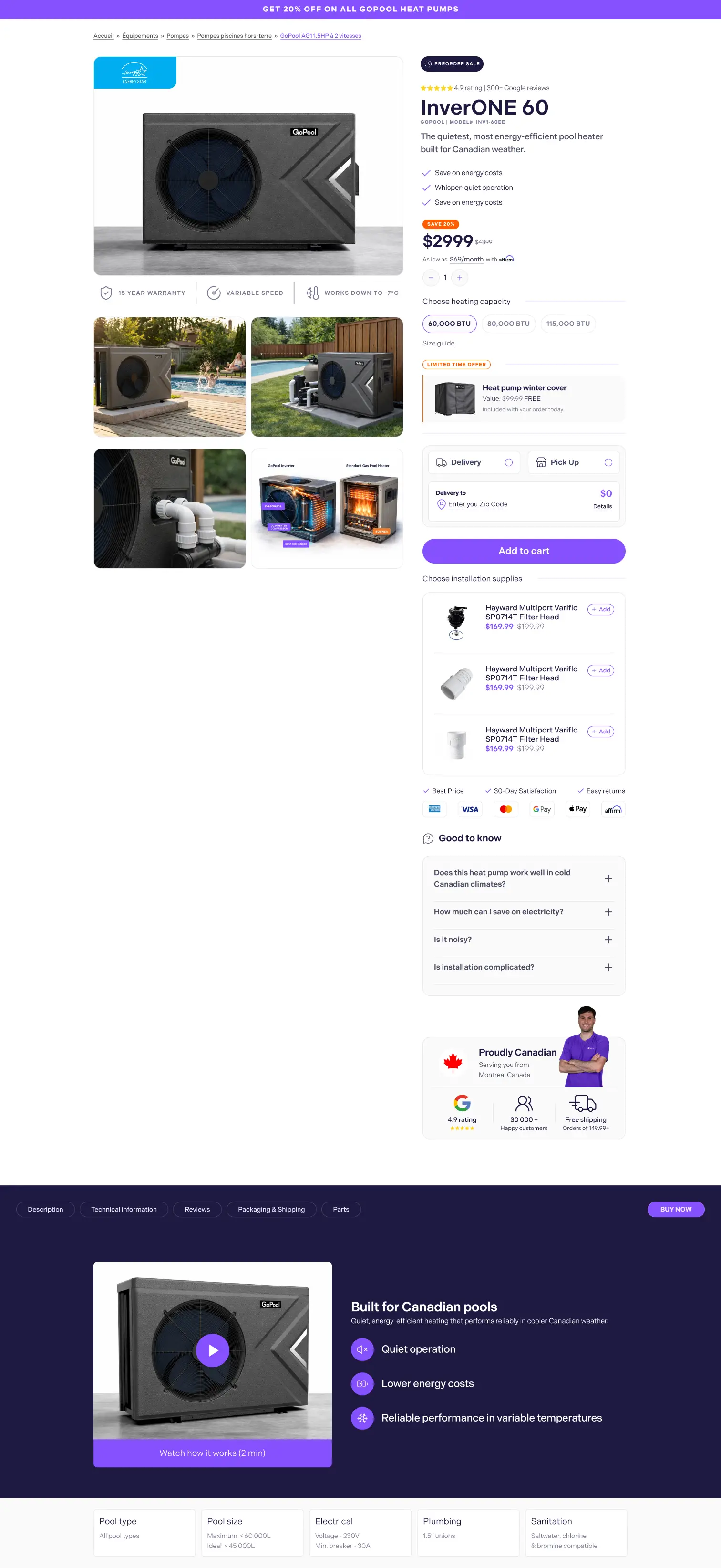 GoPool Shopify product page redesign preview