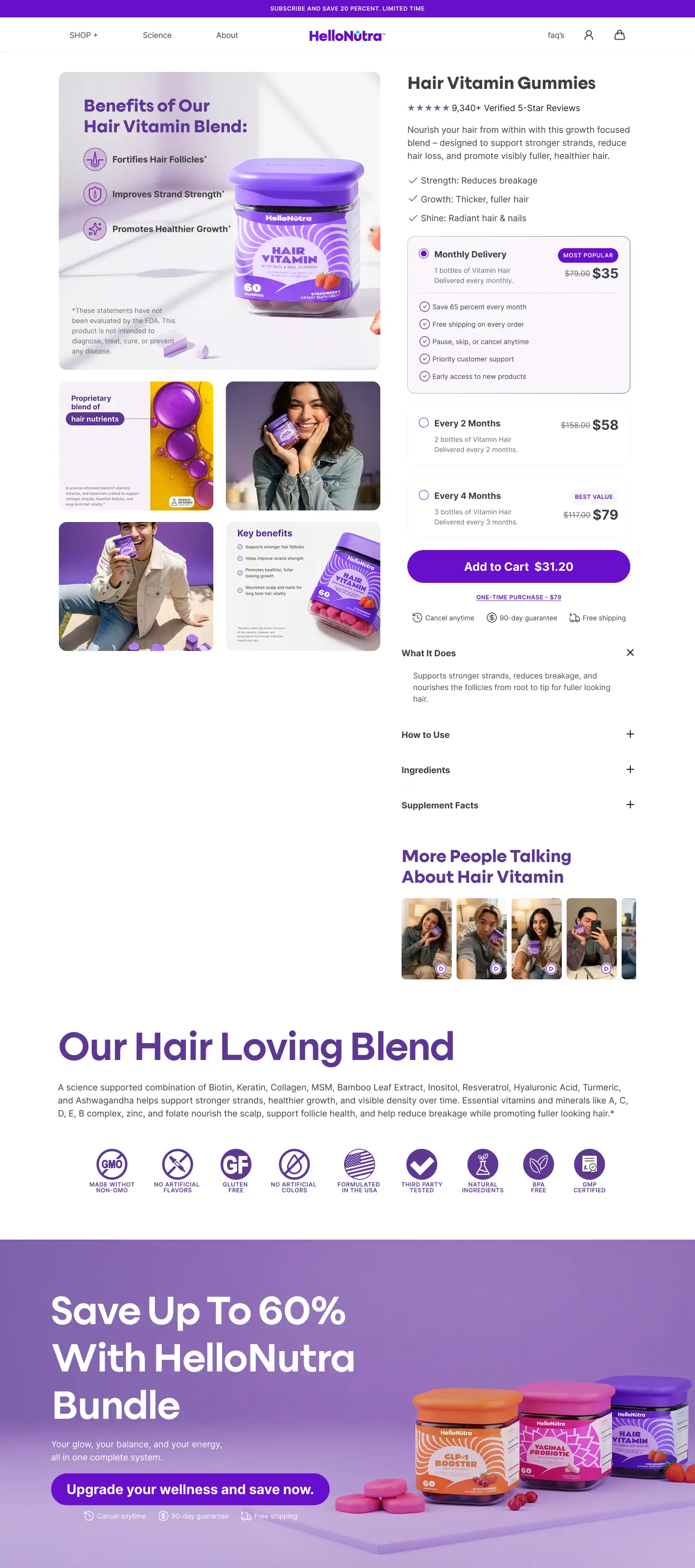 HelloNutra product page design preview