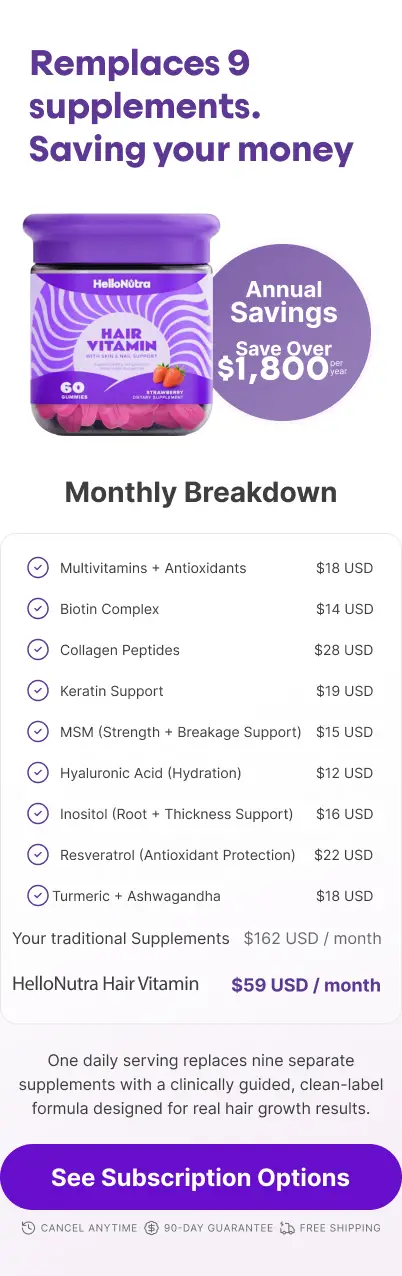 HelloNutra pricing and savings mobile screen