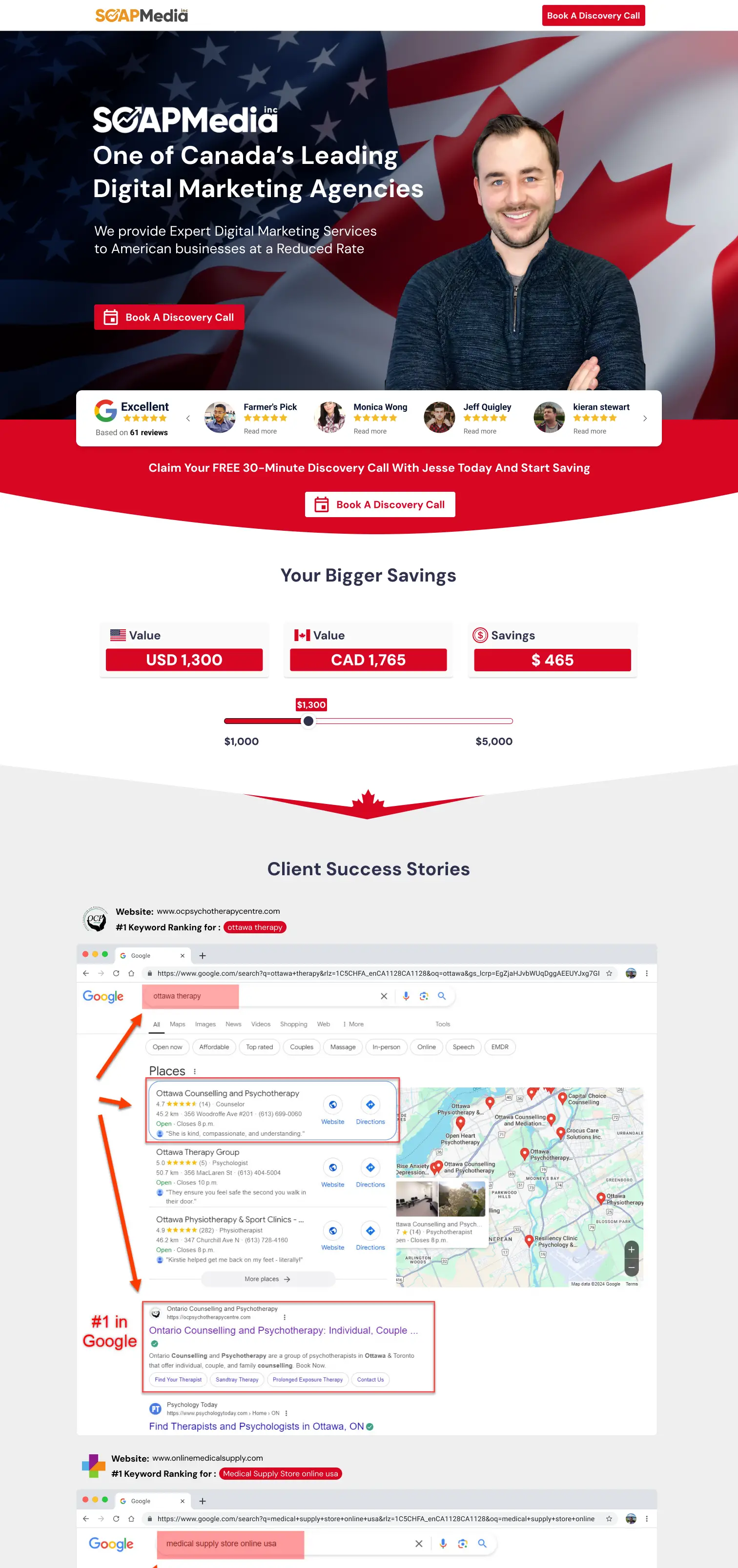 SoapMedia landing page design preview