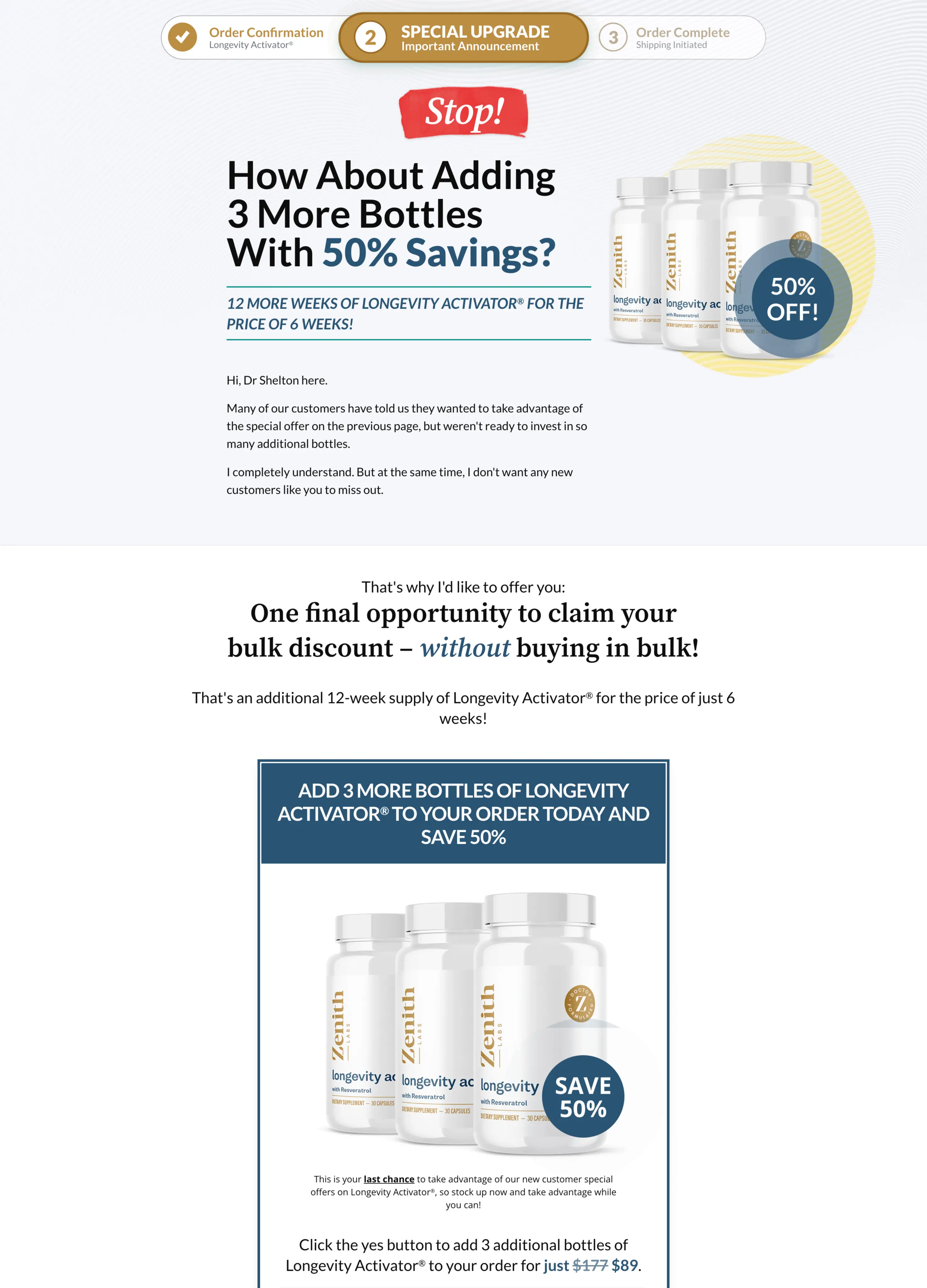 Longevity Activator downsell