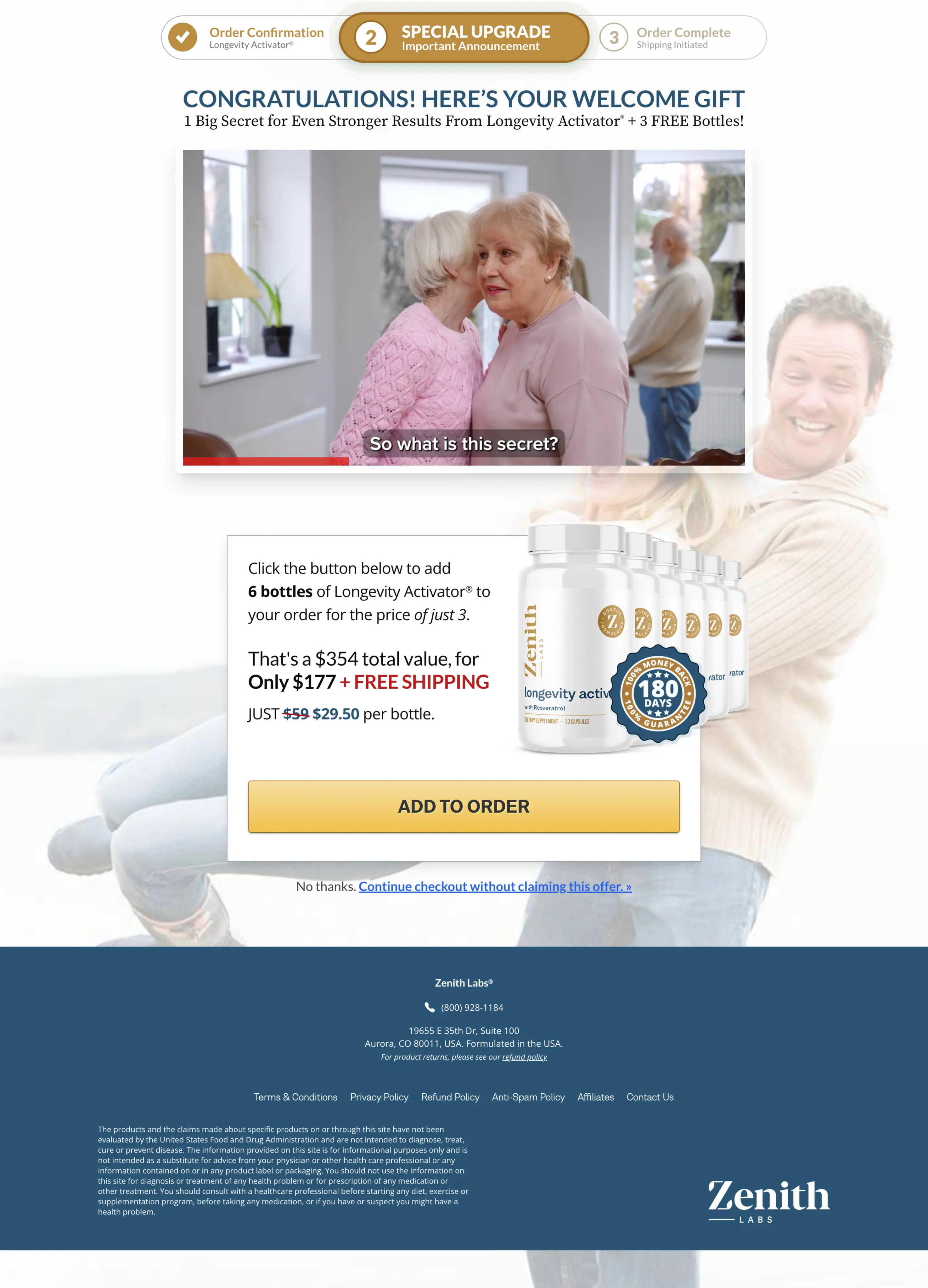 Longevity Activator first upsell