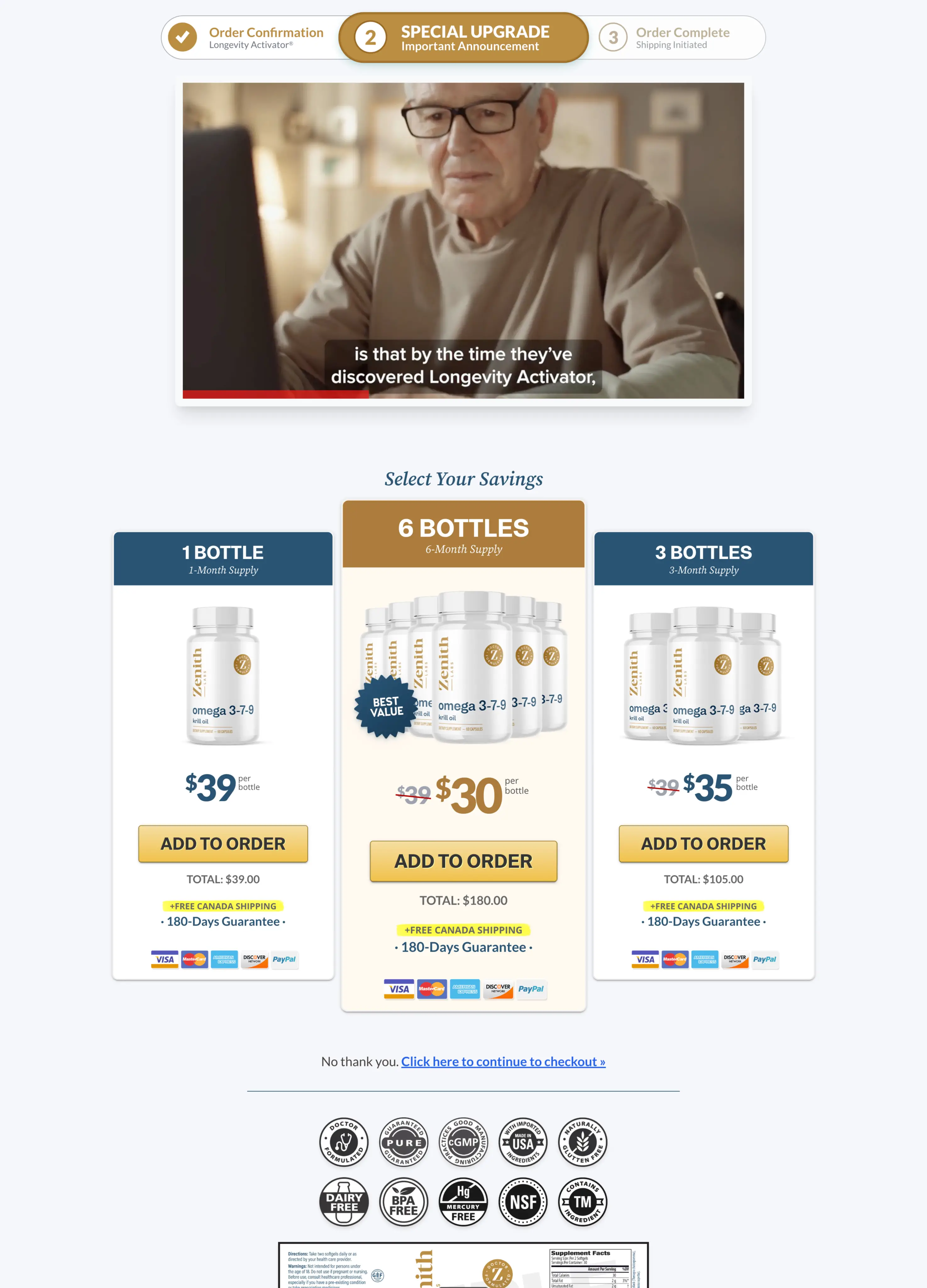 Longevity Activator third upsell