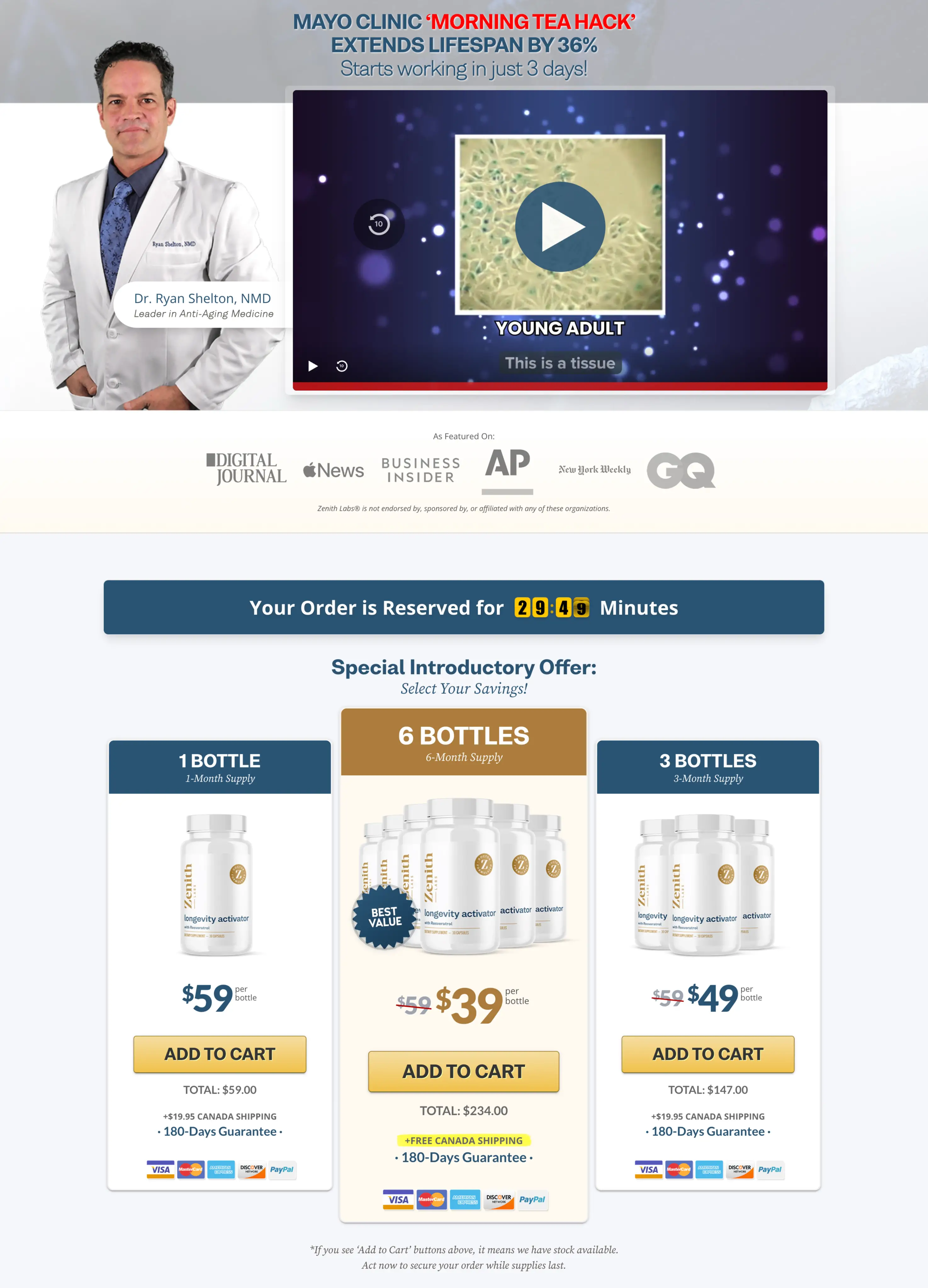 Longevity Activator VSL funnel hero