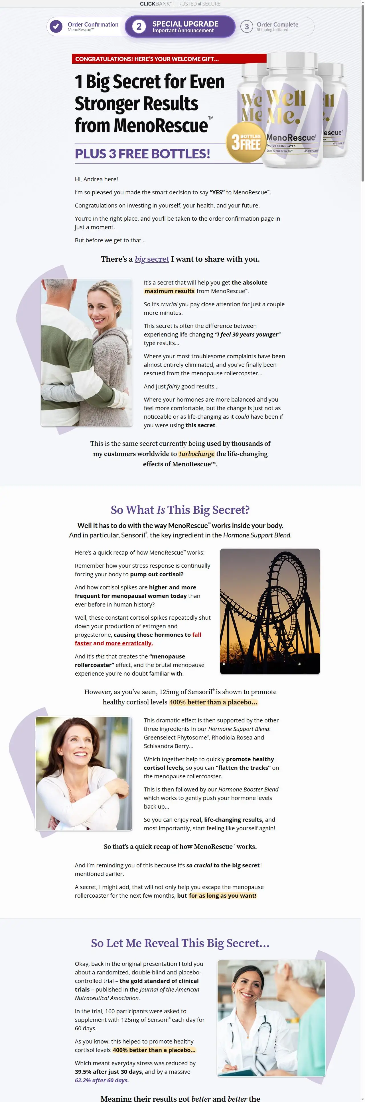 Menorescue first upsell full page