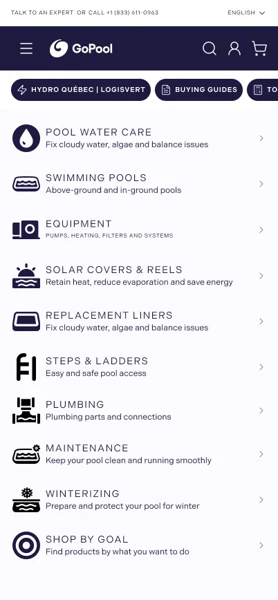 GoPool mobile navigation state: 01 Entry