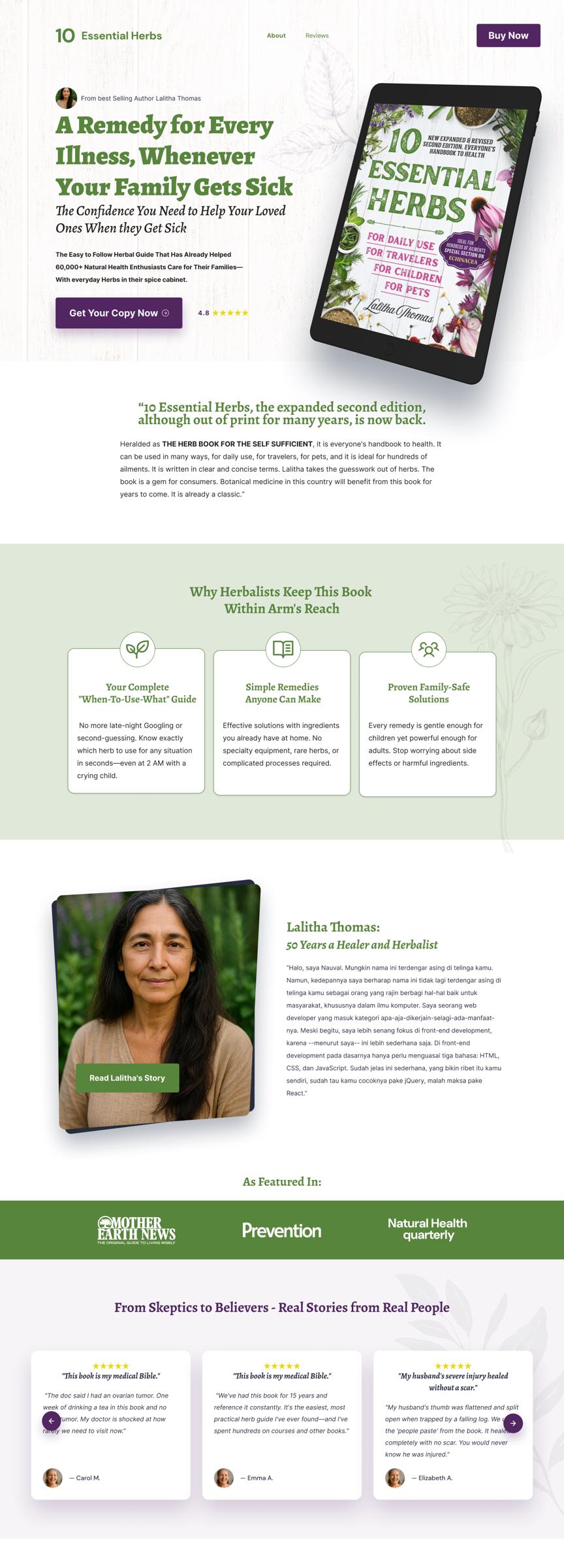 10 Essential Herbs long-form landing page cover.