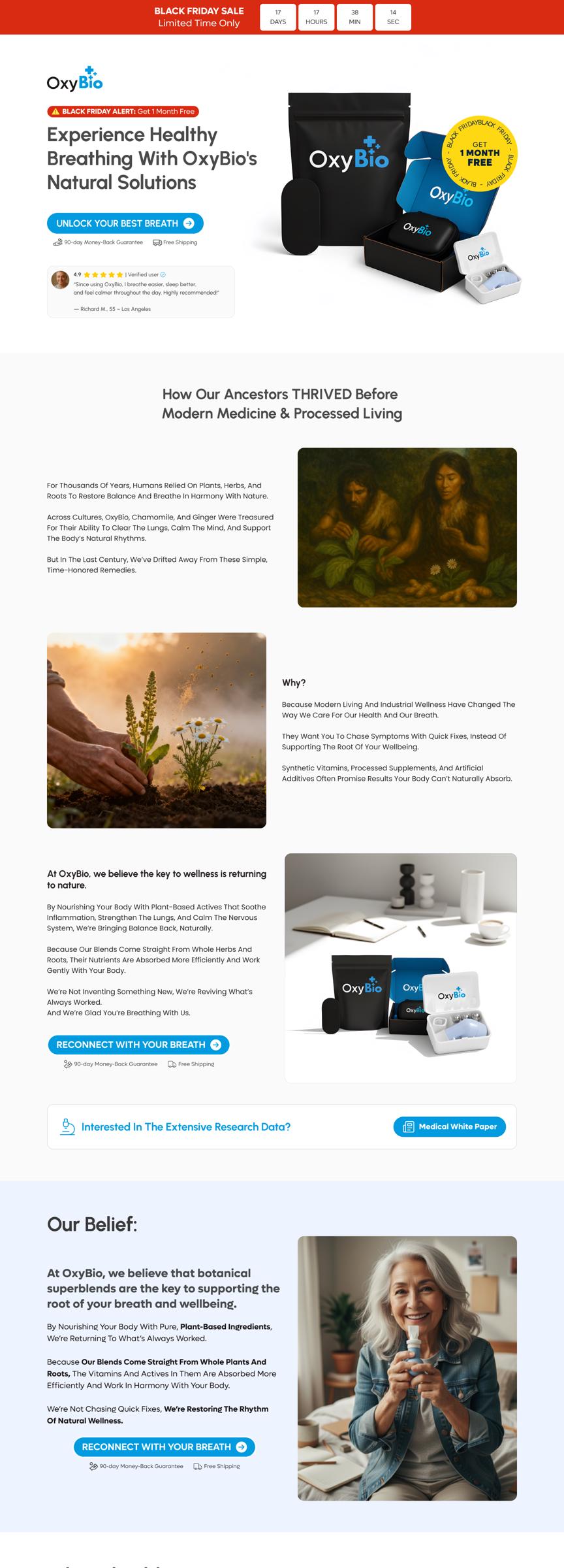 OxyBio Black Friday promotional landing page cover.