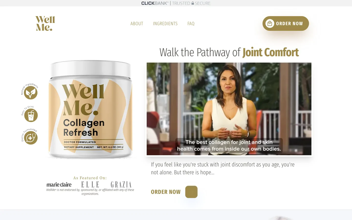 Your Collagen Source Collagen Refresh funnel entry page.