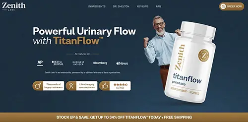 Titanflow Prostate Supplement Landing Page Design